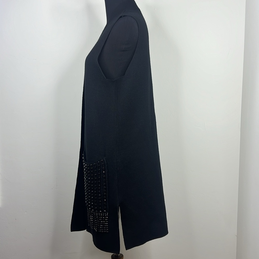 KOBI HALPERIN Black Ashton Beaded Fringe Sweater Vest S - Picture 7 of 10